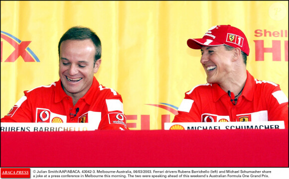 Rubens Barrichello et Michael Schumacher à Melbourne, le 6 mars 2003.