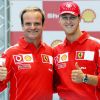 Rubens Barrichello et Michael Schumacher à Tokyo le 6 octobre 2004.