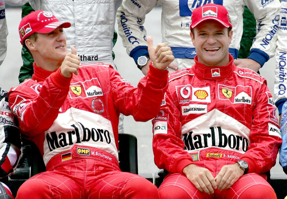 Rubens Barrichello et Michael Schumacher à São Paulo, le 25 octobre 2004.