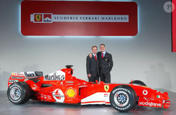 Rubens Barrichello et Michael Schumacher à Maranello le 25 février 2005.