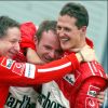 Jean Todt, Rubens Barrichello et Michael Schumacher le 11 octobre 2003.