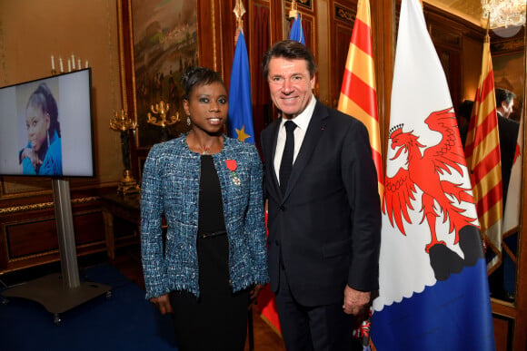 Exclusif - Surya Bonaly reçoit les Insignes de Chevalier dans l'Ordre de la Légion d'Honneur par le maire de Nice, Christian Estrosi, dans les salons du Musée Masséna. Nice, le 13 décembre 2019. © Bruno Bebert / Bestimage