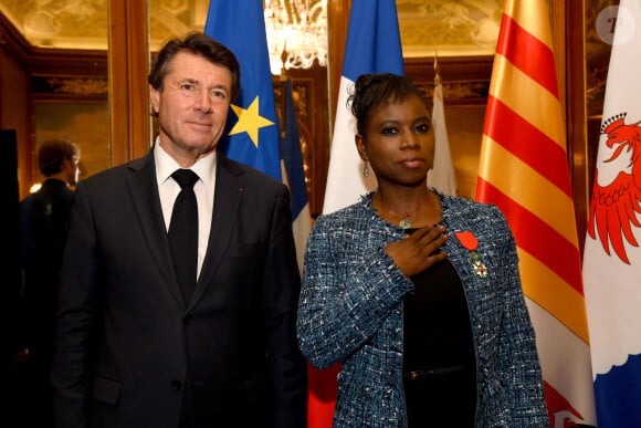 Exclusif - Surya Bonaly reçoit les Insignes de Chevalier dans l'Ordre de la Légion d'Honneur par le maire de Nice, Christian Estrosi, dans les salons du Musée Masséna. Nice, le 13 décembre 2019. © Bruno Bebert / Bestimage
