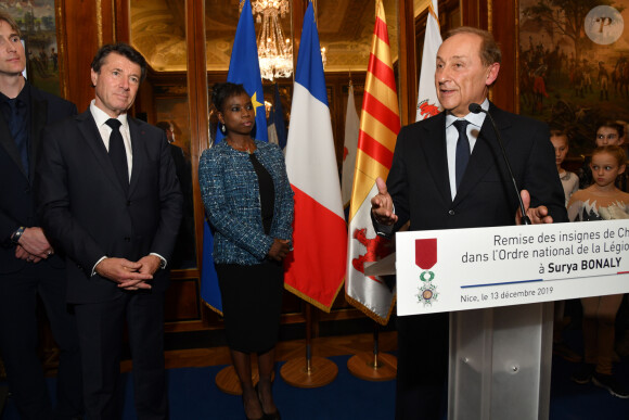 Exclusif - Surya Bonaly reçoit les Insignes de Chevalier dans l'Ordre de la Légion d'Honneur par le maire de Nice, Christian Estrosi, dans les salons du Musée Masséna. Nice, le 13 décembre 2019. © Bruno Bebert / Bestimage