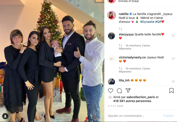 Nabilla fête Noël en famille à Dubaï le 25 décembre 2019.
