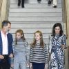 Le roi Felipe VI d'Espagne, la reine Letizia et leurs filles l'infante Sofia et la princesse Leonor des Asturies le 5 novembre 2019 au 10e jubilé de la fondation Princesse de Gérone à Barcelone.