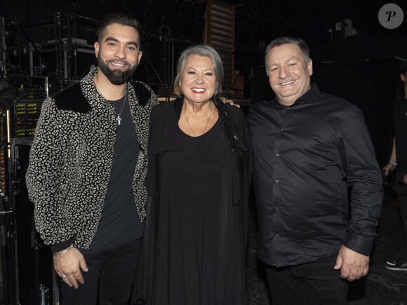 Exclusif - Kendji Girac, Ginette Reno et Paul Maillé (Père de Kendji Girac) - Surprises - Backstage de l'enregistrement de l'émission "La Chanson secrète 4", qui sera diffusée le 4 janvier 2020 sur TF1, à Paris. Le 17 décembre 2019 © Gaffiot-Perusseau / Bestimage