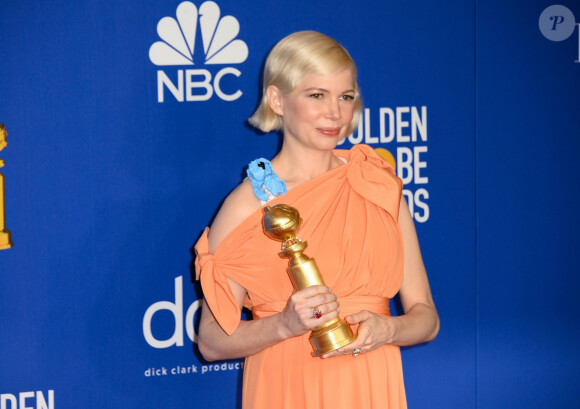 Michelle Williams (enceinte) - Pressroom de la 77e cérémonie annuelle des Golden Globe Awards au Beverly Hilton Hotel à Los Angeles, le 5 janvier 2020.