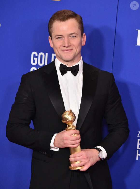 Taron Egerton - Pressroom de la 77e cérémonie annuelle des Golden Globe Awards au Beverly Hilton Hotel à Los Angeles, le 5 janvier 2020.