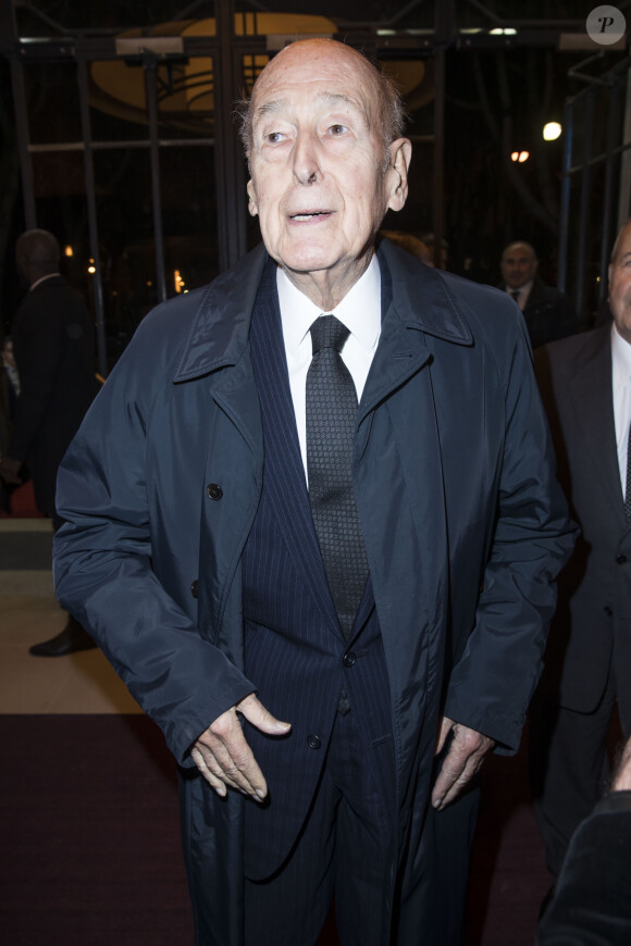 Exclusif - Valéry Giscard d'Estaing au spectacle "Peau d'âne" lors de la réouverture du théâtre Marigny à Paris le 22 novembre 2018. © Olivier Borde - Cyril Moreau / Bestimage