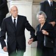 Valéry Giscard d'Estaing et sa femme Anne-Aymone - Sorties des obsèques de Liliane Bettencourt en l'église Saint-Pierre de Neuilly-sur-Seine le 26 septembre 2017.
