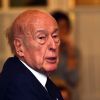 Valéry Giscard d'Estaing, ancien Président de la République Française (1974-1981), est à l'hôtel Hermitage à Monaco le 30 septembre 2015, pour participer à une conférence sur le thème "Quel avenir possible pour l'Europe?", organisée par la Monaco Mediterranee Foundation.