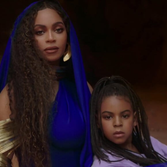 Beyoncé et sa fille Blue Ivy dans les clips vidéos de "Spirit" et "Bigger" du nouveau film "Le Roi Lion". Le 20 juillet 2019.