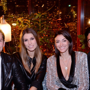 Exclusif - Juan Arbelaez avec sa fiancée Laury Thilleman (Miss France 2011) et Rachel Legrain-Trapani et son compagnon Valentin Leonard - Soirée de lancement du nouveau parfum Boss "The scent absolute" à l'hôtel Mandarin Oriental à Paris le 13 novembre 2019. © Rachid Bellak/Bestimage