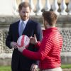 Première apparition publique une semaine après l'annonce de sa mise en retrait de la monarchie britannique avec sa femme du prince Harry, duc de Sussex, qui préside jeudi le tirage au sort de la Coupe du monde de rugby à XIII 2021 pour les tournois masculins, féminins et en fauteuil roulant au palais de Buckingham, à Londres, Royaume Uni, le 16 janvier 2020.