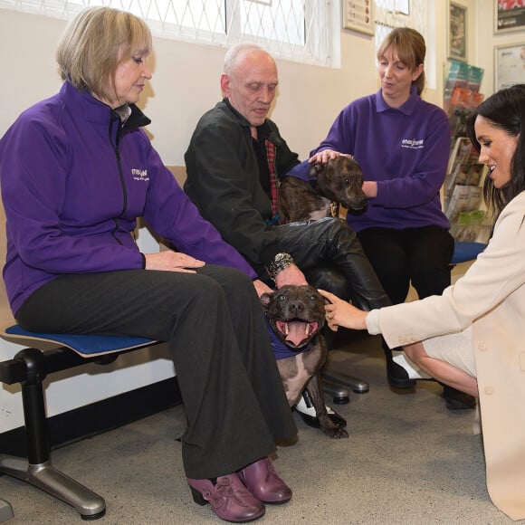 Meghan Markle, duchesse de Sussex, enceinte, visite le refuge pour animaux "The Mayhew Animal Home" dont elle est la marraine. Londres, le 16 janvier 2019.