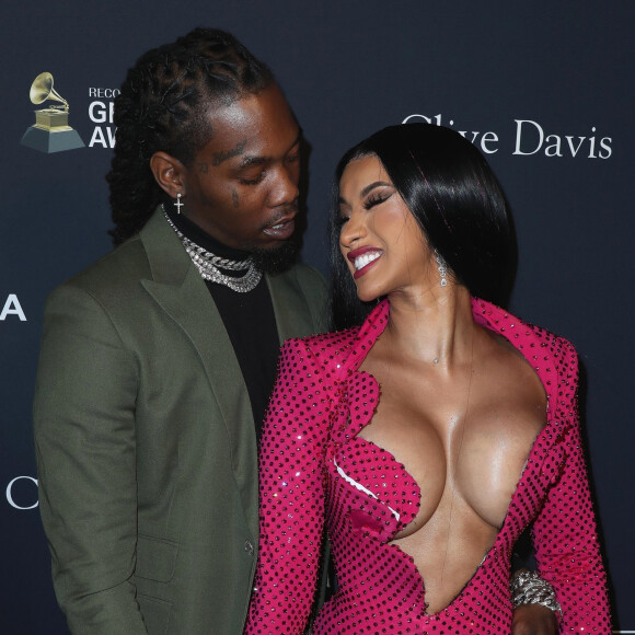Cardi B et Offset assistent à la soirée Recording Academy and Clive Davis 2020 Pre-GRAMMY à l'hôtel The Beverly Hilton. Beverly Hills, Los Angeles, le 25 janvier 2020.