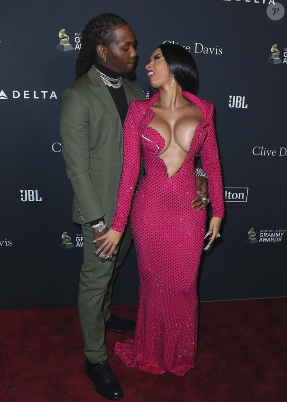 Cardi B et Offset assistent à la soirée Recording Academy and Clive Davis 2020 Pre-GRAMMY à l'hôtel The Beverly Hilton. Beverly Hills, Los Angeles, le 25 janvier 2020.