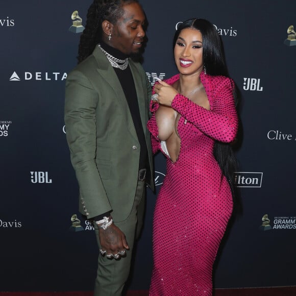 Cardi B et Offset assistent à la soirée Recording Academy and Clive Davis 2020 Pre-GRAMMY à l'hôtel The Beverly Hilton. Beverly Hills, Los Angeles, le 25 janvier 2020.