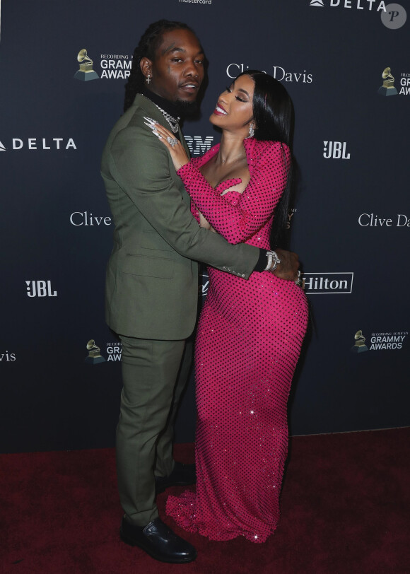 Cardi B et Offset assistent à la soirée Recording Academy and Clive Davis 2020 Pre-GRAMMY à l'hôtel The Beverly Hilton. Beverly Hills, Los Angeles, le 25 janvier 2020.