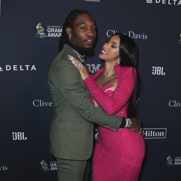 Cardi B et Offset assistent à la soirée Recording Academy and Clive Davis 2020 Pre-GRAMMY à l'hôtel The Beverly Hilton. Beverly Hills, Los Angeles, le 25 janvier 2020.
