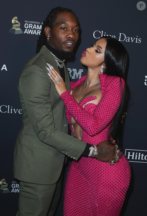 Cardi B et Offset assistent à la soirée Recording Academy and Clive Davis 2020 Pre-GRAMMY à l'hôtel The Beverly Hilton. Beverly Hills, Los Angeles, le 25 janvier 2020.