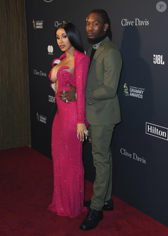 Cardi B et Offset assistent à la soirée Recording Academy and Clive Davis 2020 Pre-GRAMMY à l'hôtel The Beverly Hilton. Beverly Hills, Los Angeles, le 25 janvier 2020.