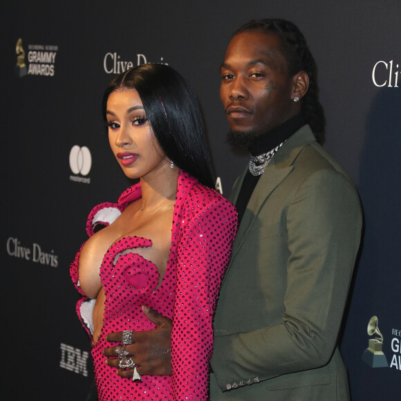 Cardi B et Offset assistent à la soirée Recording Academy and Clive Davis 2020 Pre-GRAMMY à l'hôtel The Beverly Hilton. Beverly Hills, Los Angeles, le 25 janvier 2020.