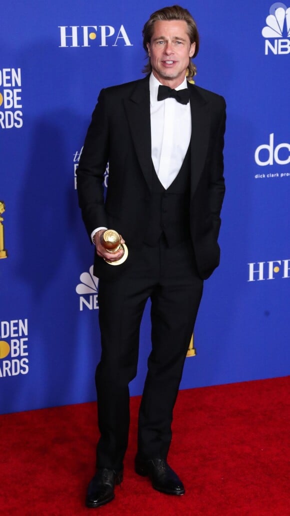 Brad Pitt lors de la 77ème cérémonie annuelle des Golden Globe Awards au Beverly Hilton Hotel à Los Angeles le 5 janvier 2020.