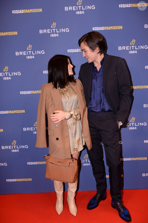Capucine Anav et son compagnon Alain-Fabien Delon lors de la soirée de réouverture de la boutique "Breitling", située rue de la Paix. Paris, le 3 octobre 2019. © Rachid Bellak/Bestimage