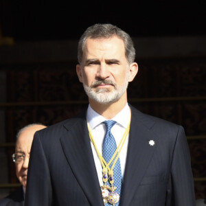 Le roi Felipe VI d'Espagne, accompagné de sa femme la reine Letizia et de leurs filles la princesse Leonor des Asturies et l'infante Sofia, présidait à la cérémonie d'ouverture de la XIVe législature au Parlement espagnol, le 3 février 2020 à Madrid.