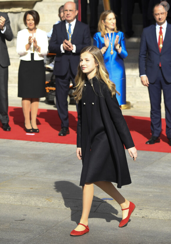 Le roi Felipe VI d'Espagne, accompagné de sa femme la reine Letizia et de leurs filles la princesse Leonor des Asturies et l'infante Sofia, présidait à la cérémonie d'ouverture de la XIVe législature au Parlement espagnol, le 3 février 2020 à Madrid.