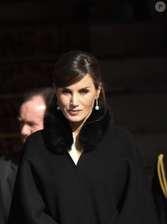 Le roi Felipe VI d'Espagne, accompagné de sa femme la reine Letizia et de leurs filles la princesse Leonor des Asturies et l'infante Sofia, présidait à la cérémonie d'ouverture de la XIVe législature au Parlement espagnol, le 3 février 2020 à Madrid.