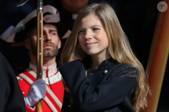 Le roi Felipe VI d'Espagne, accompagné de sa femme la reine Letizia et de leurs filles la princesse Leonor des Asturies et l'infante Sofia, présidait à la cérémonie d'ouverture de la XIVe législature au Parlement espagnol, le 3 février 2020 à Madrid.
