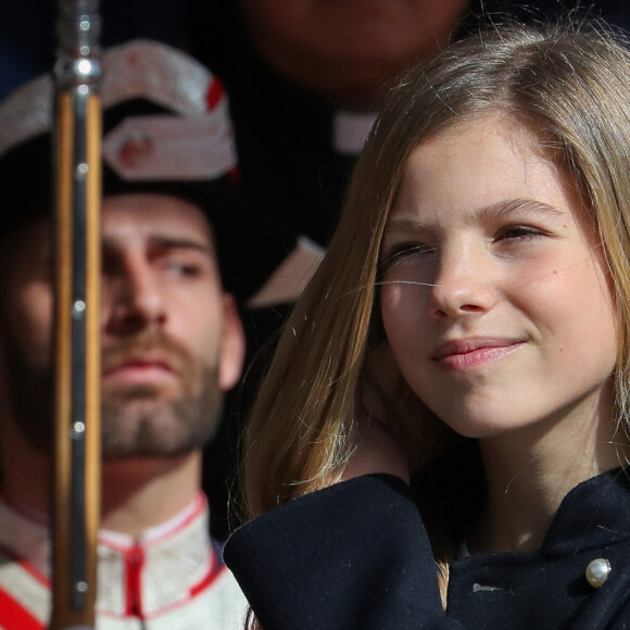 Le roi Felipe VI d'Espagne, accompagné de sa femme la reine Letizia et de leurs filles la princesse Leonor des Asturies et l'infante Sofia, présidait à la cérémonie d'ouverture de la XIVe législature au Parlement espagnol, le 3 février 2020 à Madrid.