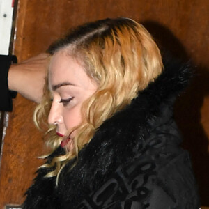 Madonna à la sortie de son concert au "Palladium" à Londres, le 29 janvier 2020.