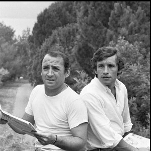 Archives- Claude Brasseur et Jacky Ickx à Saint-Tropez, le 4 juillet 1978. 