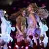 Shakira et Jennifer Lopez en concert à la mi-temps du Super Bowl LIV (Pepsi Super Bowl LIV Halftime Show) au Hard Rock Stadium. Miami, le 2 février 2019.