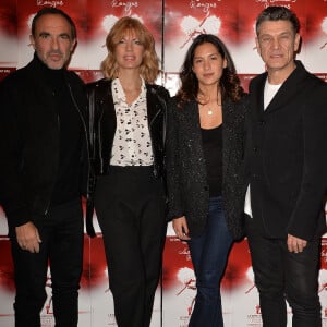 Nikos Aliagas, sa compagne Tina Grigoriou, Marc Lavoine et sa compagne Line Papin au photocall de la générale de presse du spectacle musicale "Les Souliers Rouges" aux Folies Bergères à Paris, France, le 4 février 2020. © Veeren/Bestimage