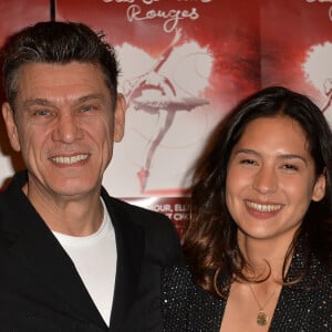 Marc Lavoine et sa compagne Line Papin au photocall de la générale de presse du spectacle musicale "Les Souliers Rouges" aux Folies Bergères à Paris, France, le 4 février 2020. © Veeren/Bestimage