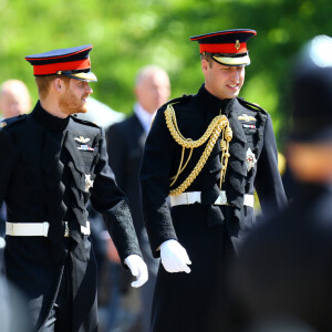 Les princes Harry et William arrivent à la chapelle St. George au château de Windsor - Mariage du prince Harry et de Meghan Markle au château de Windsor, Royaume Uni, le 19 mai 2018.