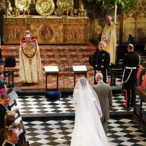 Meghan Markle, duchesse de Sussex, Le prince Charles, prince de Galles, Le prince Harry et Le prince William, duc de Cambridge - Cérémonie de mariage du prince Harry et de Meghan Markle en la chapelle Saint-George au château de Windsor, Royaume Uni, le 19 mai 2018.