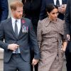 Le prince Harry, duc de Sussex, et Meghan Markle, duchesse de Sussex, enceinte assistent à une cérémonie de bienvenue traditionnelle "Hongi" sur les pelouses de la Government House à Wellington, Nouvelle-Zélande, le 28 octobre 2018. P