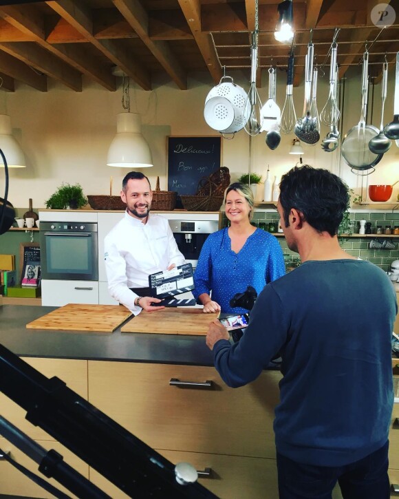 David Galienne de "Top Chef 2020" en tournage pour My Cuisine avec Luana Belmondo, le 5 juin 2018