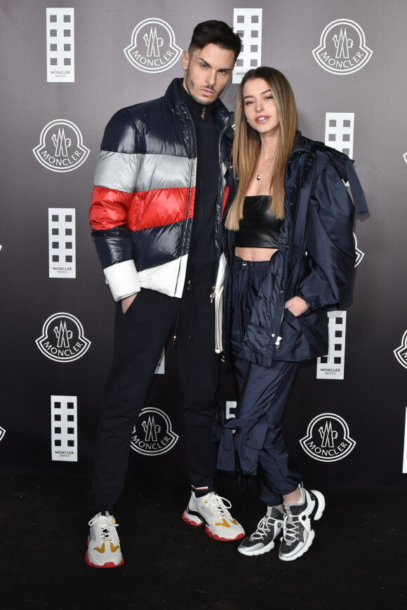 Baptiste Giabiconi et Lea Elui Ginet assistent à la soirée Moncler Genius lors de la Fashion Week de Milan en Italie, le 19 février 2020.