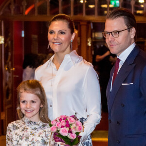 La princesse Victoria, le prince Daniel et la princesse Estelle de Suède au concert de l'école de musique "Lilla Akademien" à Stockholm, le 13 février 2020.