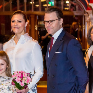 La princesse Victoria, le prince Daniel et la princesse Estelle de Suède au concert de l'école de musique "Lilla Akademien" à Stockholm, le 13 février 2020.