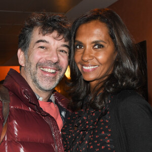 Exclusif - Stéphane Plaza, Karine Le Marchand - People en backstage du spectacle "Jeanfi Janssens atterrit à l'Olympia" à Paris le 9 janvier 2020. © Coadic Guirec/Bestimage