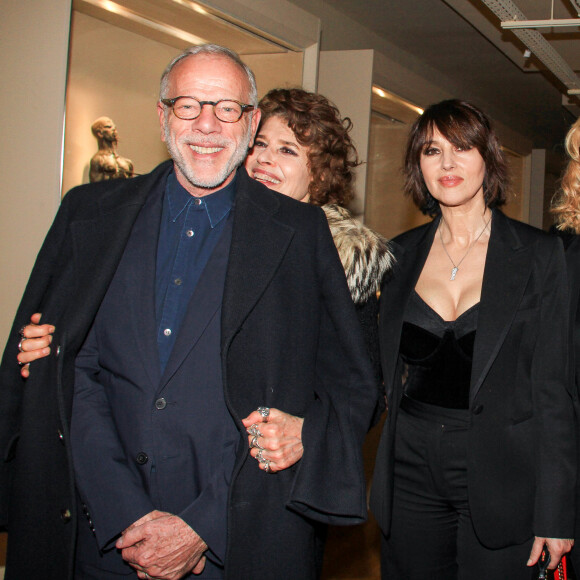 Pascal Greggory, Fanny Ardant, Monica Bellucci et Melita Toscan du Plantier lors du vernissage de l'exposition consacrée à l'oeuvre et l'imaginaire de Christian Louboutin "l'Exhibitionniste' (L'Exibition[niste]) au Palais de la Porte Dorée, à Paris, France, le 24 février 2020. © Philippe Baldini/Bestimage