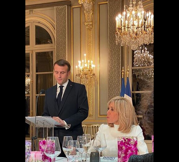 Dîner offert par le président de la République et madame Brigitte Macron en l'honneur de la création et à l'occasion de la semaine de la mode, au palais de l'Élysée. Paris, le 24 février 2020.